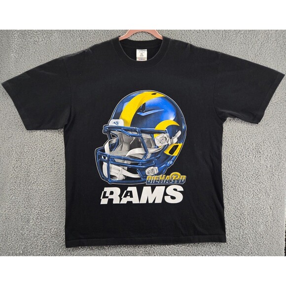 LA Rams Shirt Mens 2XL NFL Football Helmet Graphic Tee Vintage Y2K Double Sided - Picture 1 of 6